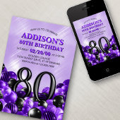 Invitation Ballons violet 80e anniversaire