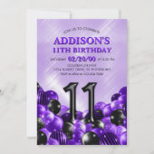 Invitation Ballons violets 11e anniversaire (Devant)