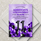 Invitation Ballons violets 11e anniversaire