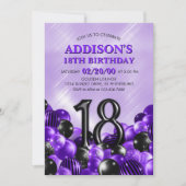 Invitation Ballons violets 18e anniversaire (Devant)