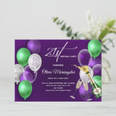 Invitation Ballons violets 21e anniversaire Photo (Debout devant)