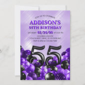 Invitation Ballons violets 55e anniversaire (Devant)