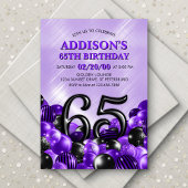 Invitation Ballons violets 65e anniversaire