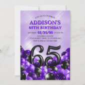 Invitation Ballons violets 65e anniversaire (Devant)