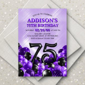 Invitation Ballons violets 75e anniversaire