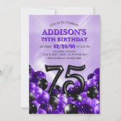 Invitation Ballons violets 75e anniversaire (Devant)