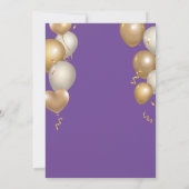 Invitation Ballons violets et dorés pour 40e anniversaire sur (Dos)