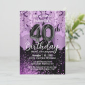 Invitation Ballons violets et Parties scintillant 40e anniver (Debout devant)