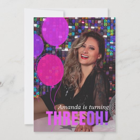 Invitation Balloon 30th THREEOH! photo anniversaire invitatio (Devant)