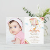 Invitation Balloon à air chaud 1er anniversaire Jungle Animau (Debout devant)