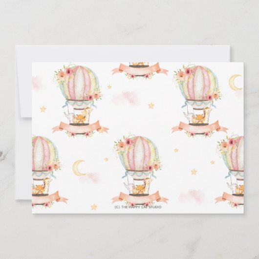 Invitation Balloon à air chaud 1er anniversaire Jungle Animau (Dos)