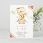 Invitation Balloon à air chaud Baby shower Animaux Révélation (Debout devant)