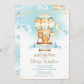 Invitation Balloon à air chaud bébé garçon douche Jungle Anim (Devant / Derrière)