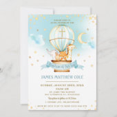 Invitation Balloon à air chaud mignon Animaux Baptême Christe (Devant)