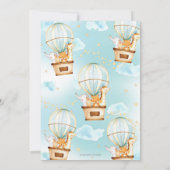 Invitation Balloon à air chaud mignon Animaux Baptême Christe (Dos)