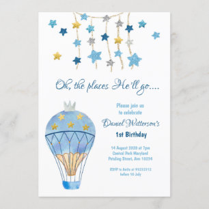 Invitation Balloon à air chaud Parties scintillant Star Anniv