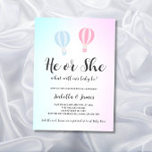 Invitation Balloon à air chaud rose bleu bleu mou Révélation 