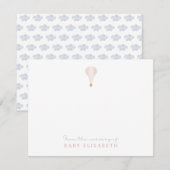 Invitation Balloon à air chaud rose, de la pépinière de, (Devant / Derrière)