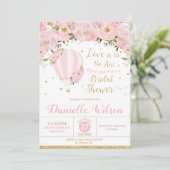 Invitation Balloon à air chaud rose vif Fête des mariées flor (Debout devant)