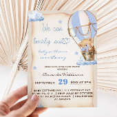 Invitation Balloon à air chaud rustique ours bébé garçon douc