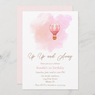 Invitation Balloon à air chaud vers le haut et loin Fille d'a