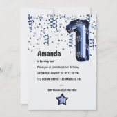 Invitation Balloon à flocon de neige 1er anniversaire Invitat (Devant)