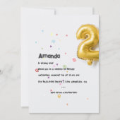 Invitation Balloon à huile d'or et Confetti 2e anniversaire P (Devant)