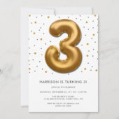 Invitation Balloon à huile d'or moderne 3e anniversaire (Devant)
