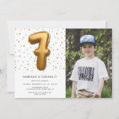 Invitation Balloon à huile d'or moderne 6e anniversaire Photo (Devant)