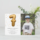 Invitation Balloon à huile d'or moderne 6e anniversaire Photo (Debout devant)