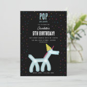 Invitation Balloon Animals Unicorn Kids Birthday Party Theme (Debout devant)