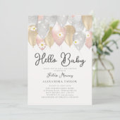 Invitation Balloon Arch Daisy Pink Gold Boho Girl Baby shower (Debout devant)