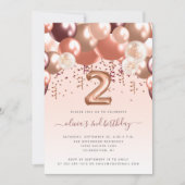 Invitation Balloon Arch Rose Gold Bourgogne 2e fête d'anniver (Devant)