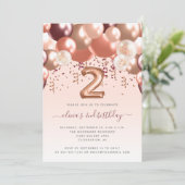 Invitation Balloon Arch Rose Gold Bourgogne 2e fête d'anniver (Debout devant)