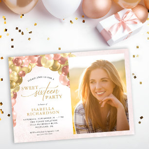 Invitation Balloon Arch rose & or Photo Sweet 16 Party