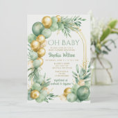 Invitation Balloon Arch Sage Or Sexe Baby shower neutre (Debout devant)