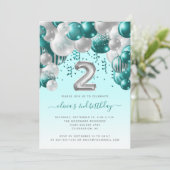 Invitation Balloon Arch Turquoise Silver Girls 2e fête d'anni (Debout devant)