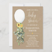 Invitation Balloon blanc baby shower de verdure Eucalyptus (Devant)