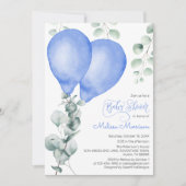 Invitation Balloon bleu Baby Boy Douche (Devant)