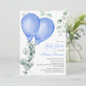 Invitation Balloon bleu Baby Boy Douche (Debout devant)