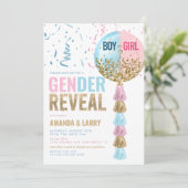 Invitation Balloon bleu et rose - Révélation de genre (Debout devant)