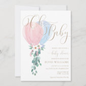 Invitation Balloon bleu rose Oh Baby shower bébé (Devant)