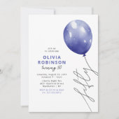 Invitation Balloon bleu tendance 50e anniversaire (Devant)