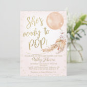 Invitation Balloon Boho Rose Prêt À Pop Baby shower (Debout devant)