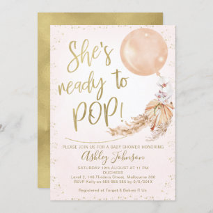 Invitation Balloon Boho Rose Prêt À Pop Baby shower 