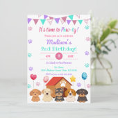 Invitation Balloon chiot fille Paw ty Green Point Anniversair (Debout devant)