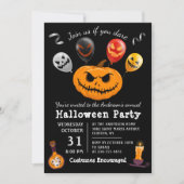 Invitation Balloon Citrouille Black Scanner moderne Halloween (Devant)