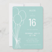 Invitation Balloon d'anniversaire tiré à la main N'importe qu (Devant)