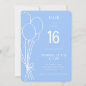 Invitation Balloon d'anniversaire tiré à la main N'importe qu (Devant)