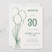 Invitation Balloon d'anniversaire tiré à la main N'importe qu (Devant)